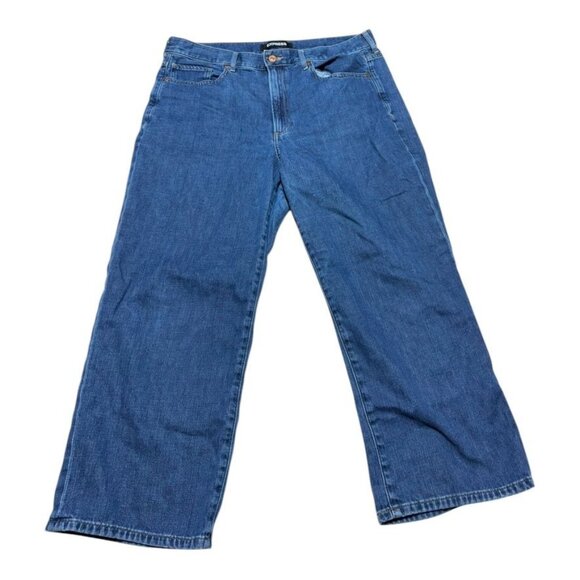 Express Cropped Wide Leg Jeans Blue Size 14 - Picture 1 of 9